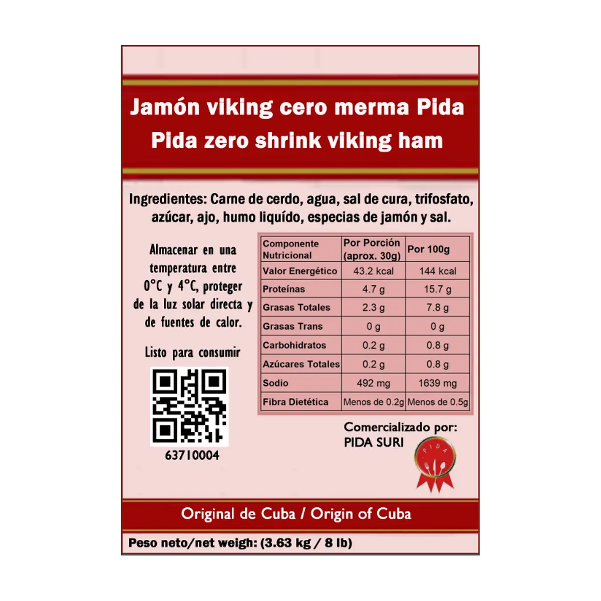 Jamón viking cero merma Pida (3.63 kg / 8 lb) - Thumbnail 3