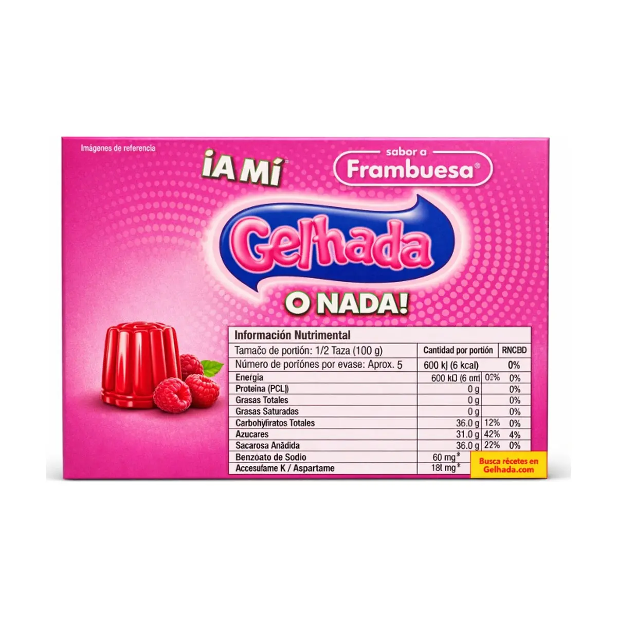 Gelatina sabor frambuesa Gel´hada (35 g / 1.23 oz) - Miniatura 2