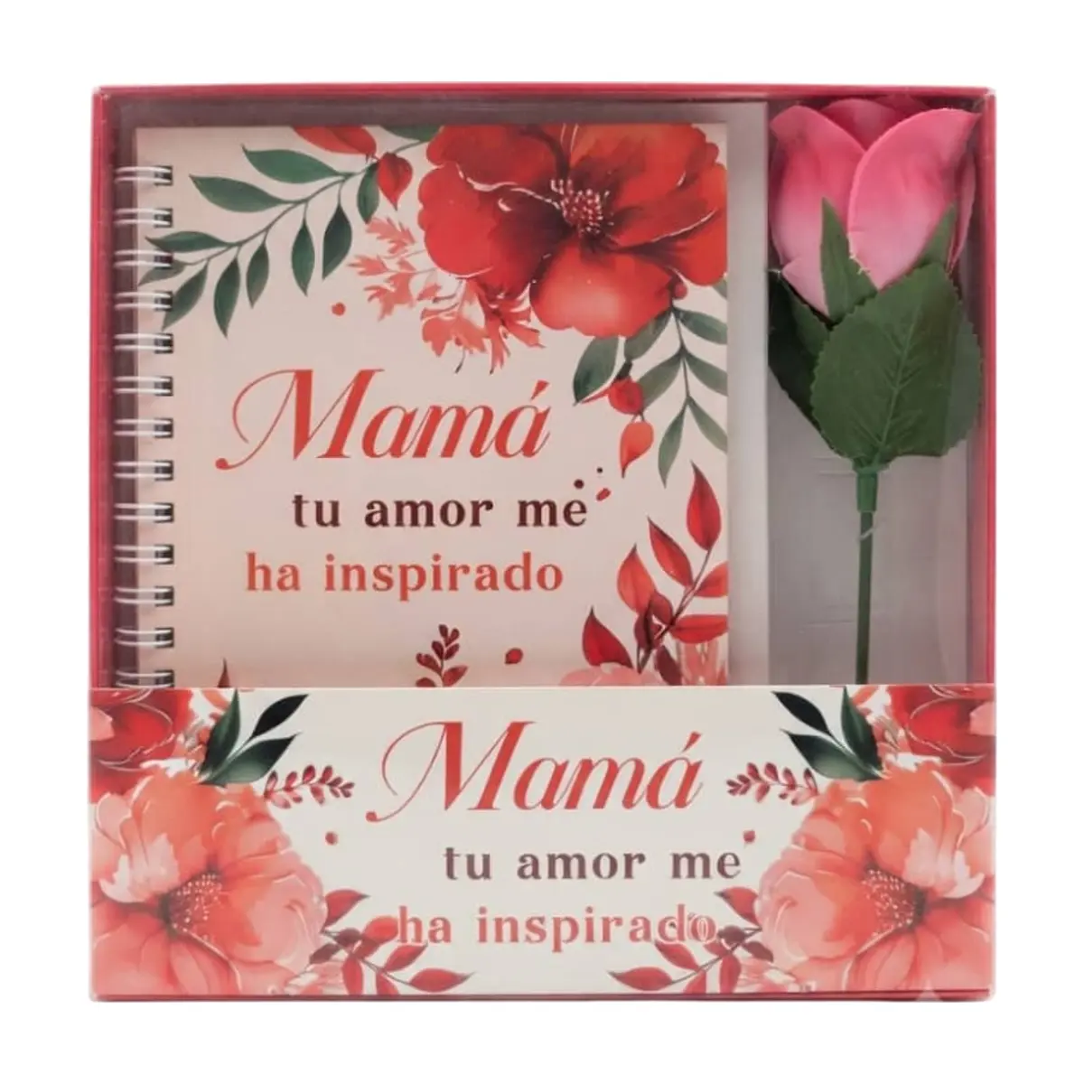 Estuche de regalo de agenda y flor artificial diseñado para mamá Tiara - Thumbnail 2