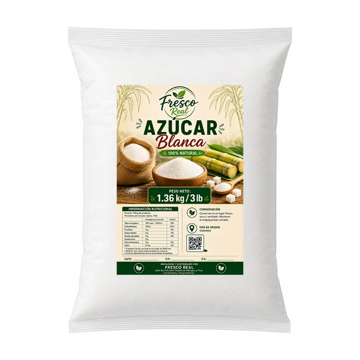 Azúcar blanca Fresco Real (1.36 kg / 3 lb)