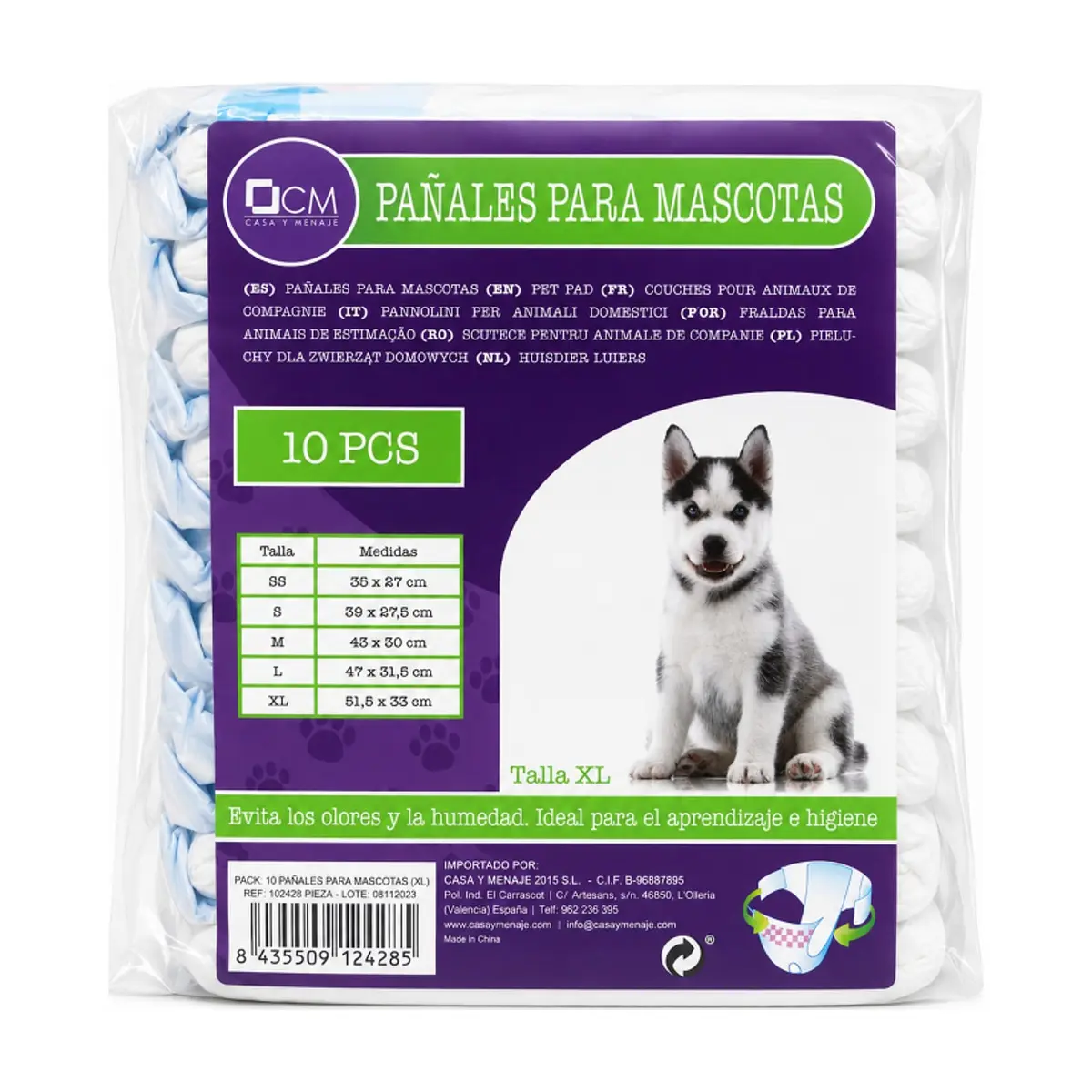 Pañales talla XL para mascotas Casa y Menaje (10 U)