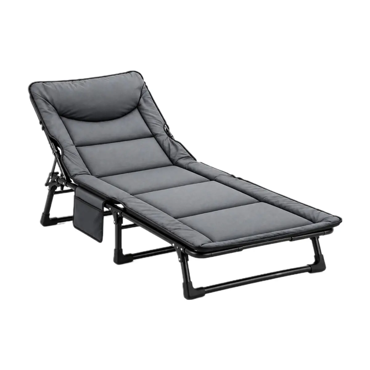 Catre plegable reclinable acolchado con almohada y bolsillo lateral 55 x 175 x 30 cm NAP