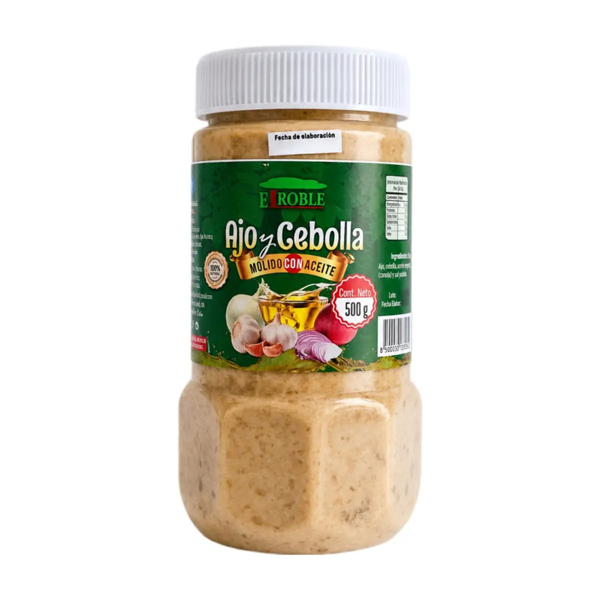 Ajo y cebolla molidos en aceite El Roble (500 g / 1.1 lb)