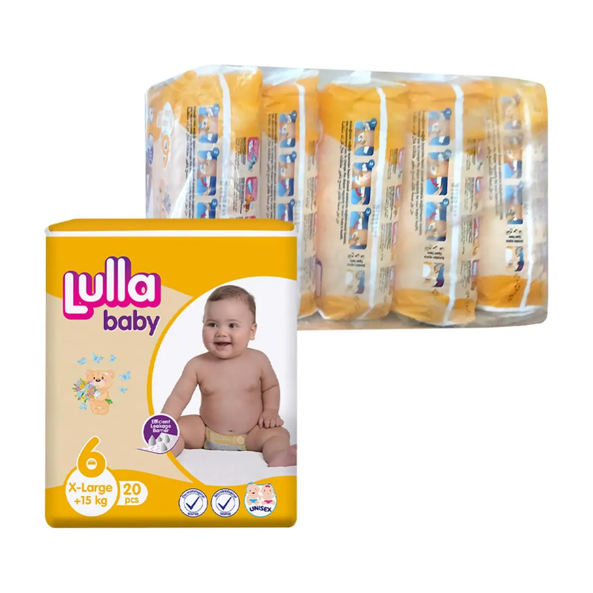 Pañales desechables - culeros - para bebé etapa 6 Lulla Baby X-Large (5 x 20 U)