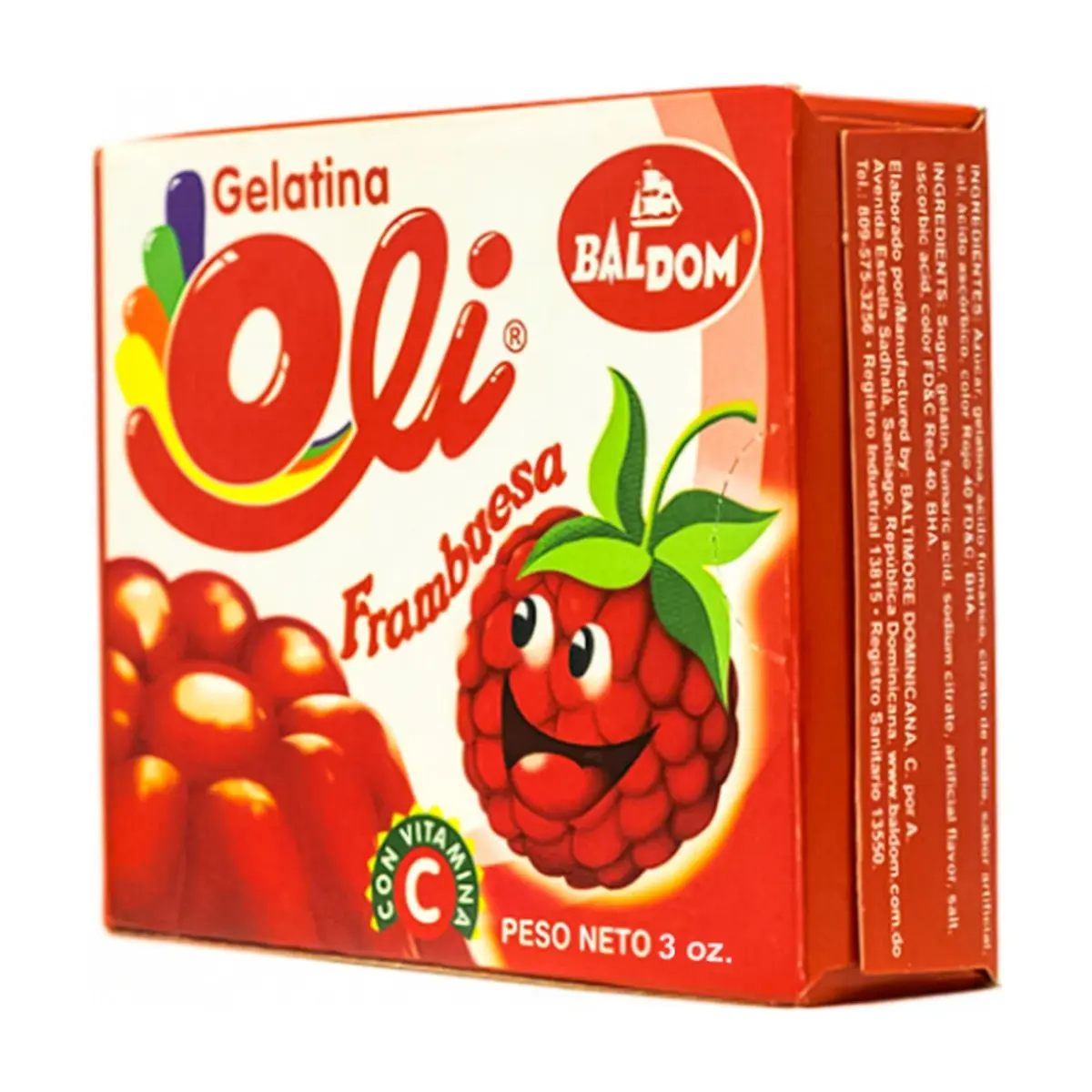Gelatina sabor frambuesa Oli (85 g / 3 oz)