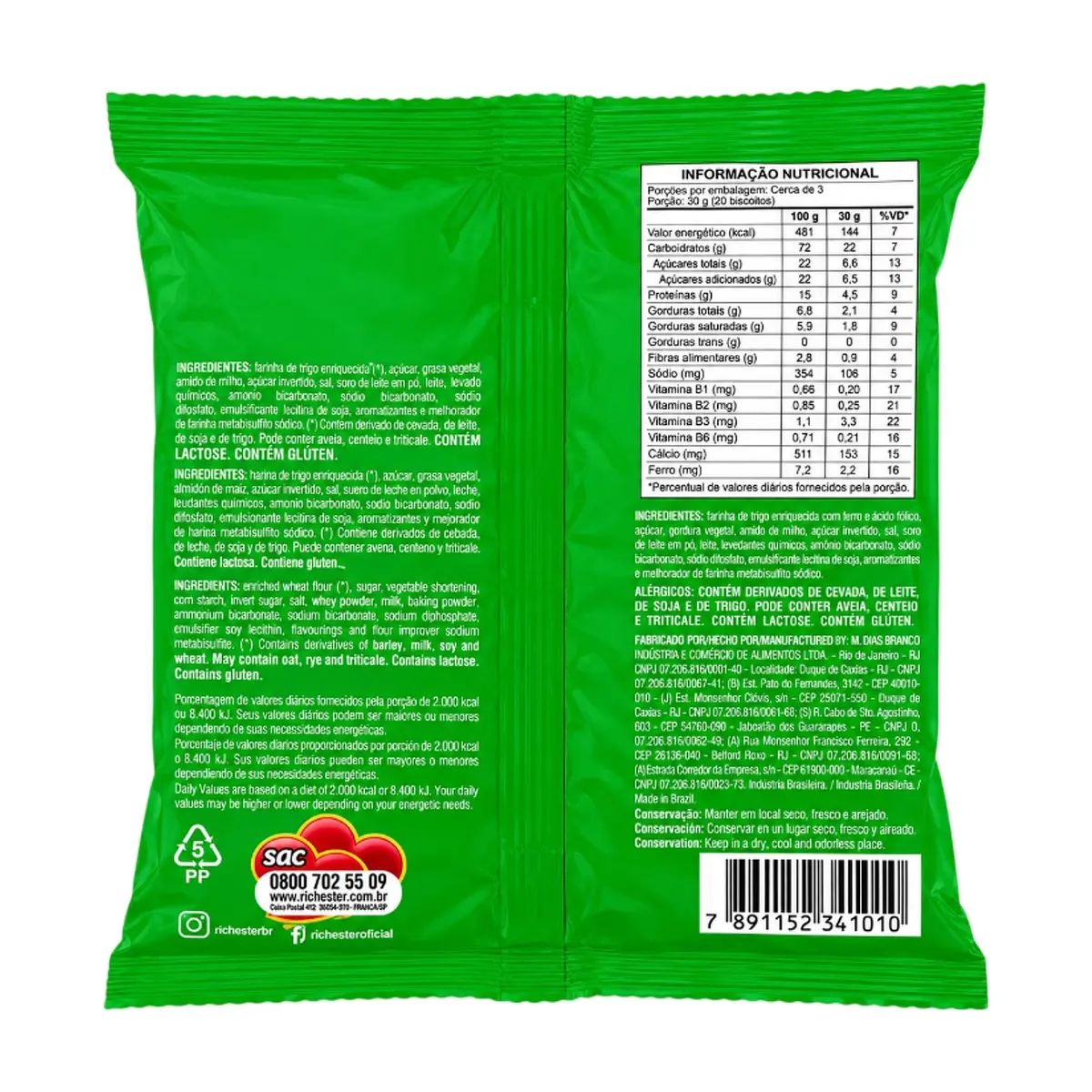 Galletas dulces sabor chocolate, fortificadas con vitaminas y minerales Richester Animados Zoo (100g / 3.52oz) - Thumbnail 3