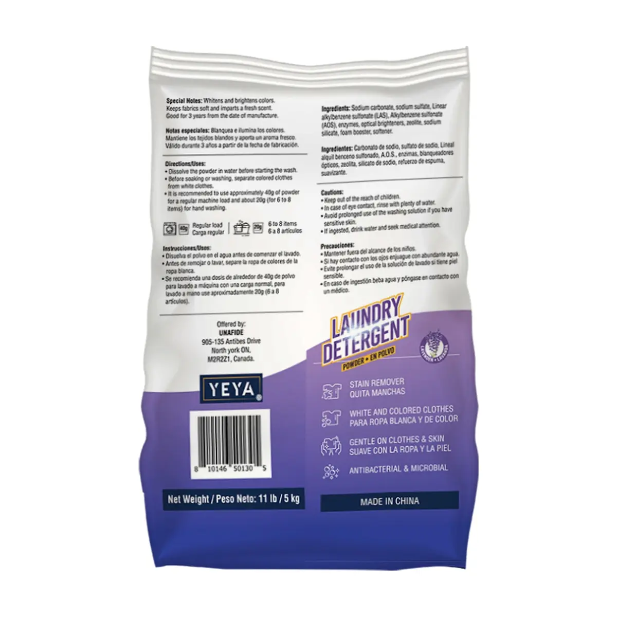 Detergente en polvo con aroma a lavanda YEYA (3 x 5 kg / 11 lb) - Thumbnail 3