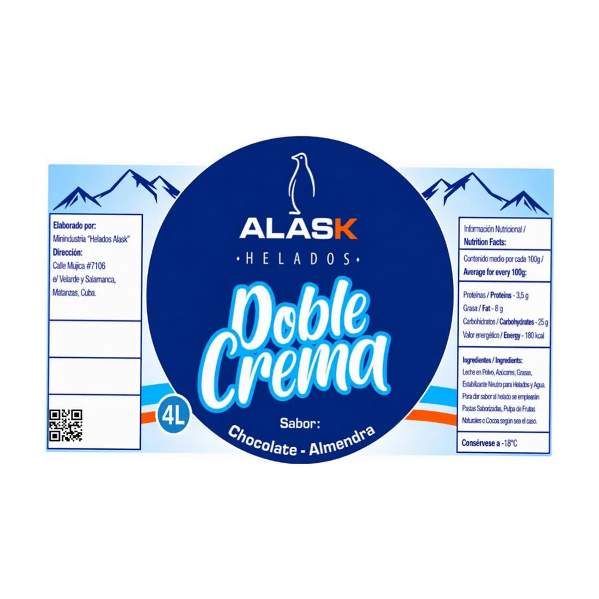 Helado doble crema sabor chocolate y almendras Alask (4 L) - Miniatura 2