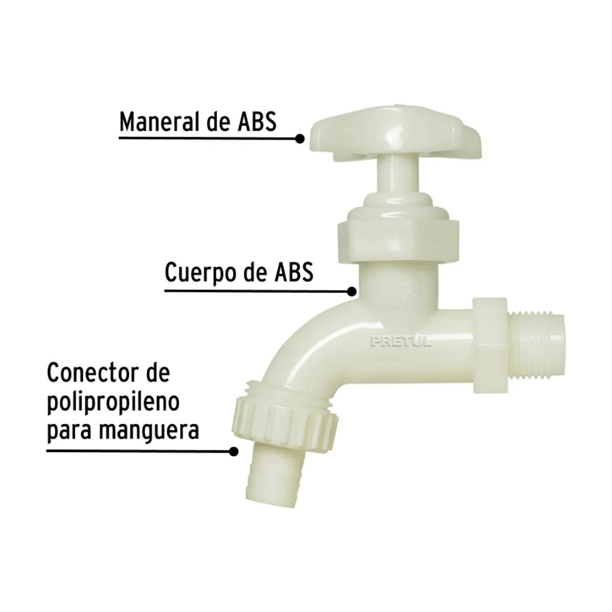 Llave de jardín plástica 1/2 pulgada Pretul - Thumbnail 3