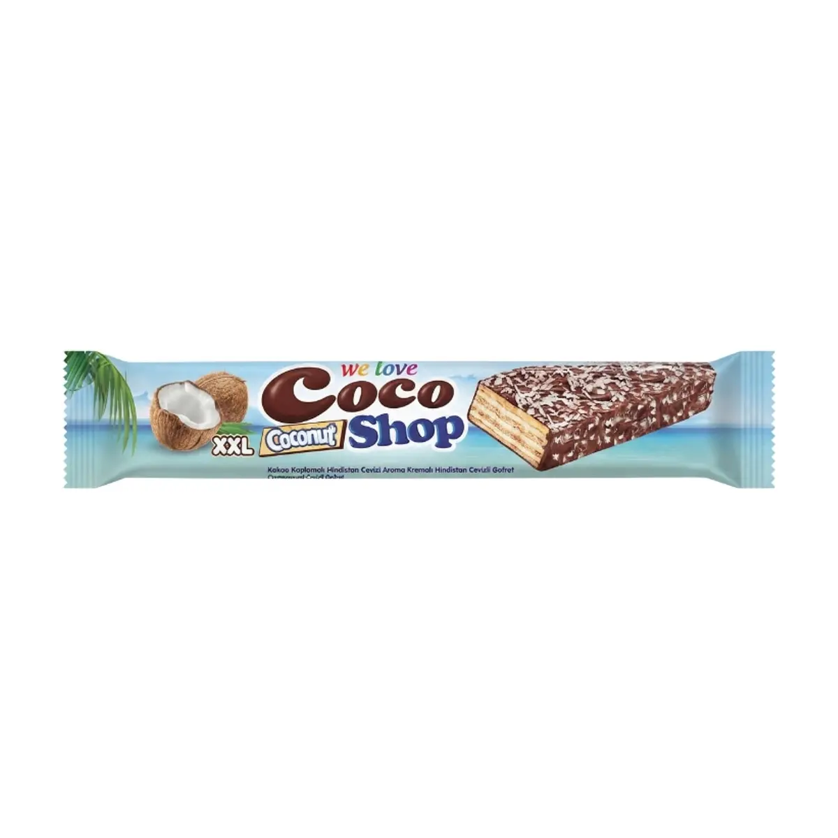 Oblea rellena de crema de coco y cubierta con crema de cacao y rayadura de coco XXL Coco Shop Akai (70 g / 2.46 oz)