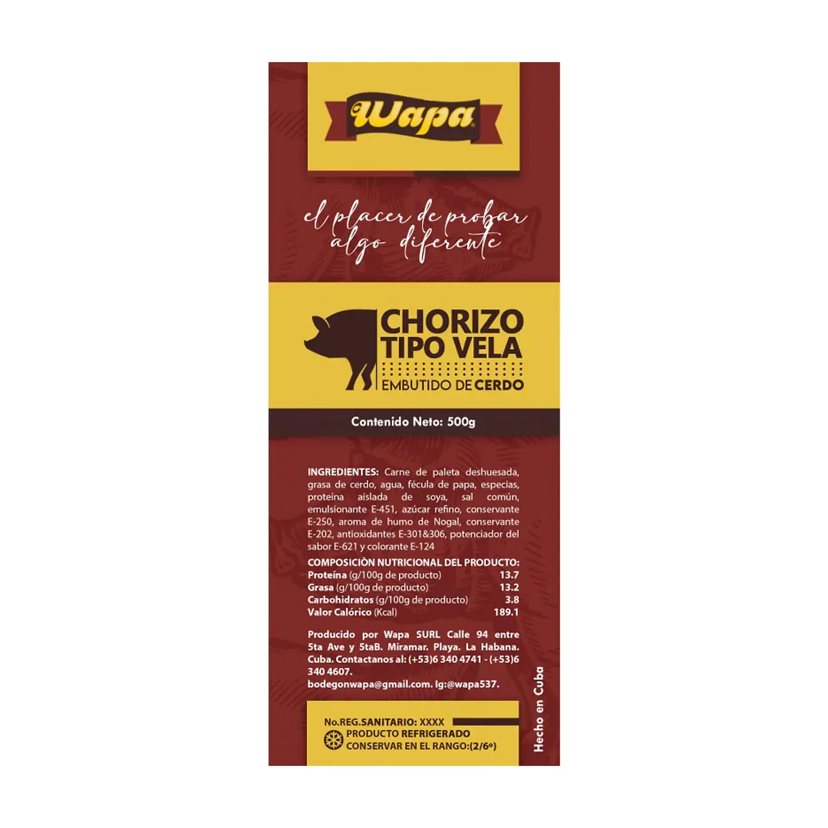 Chorizo tipo vela lasqueado Wapa (500 g / 1.1 lb) - Thumbnail 3