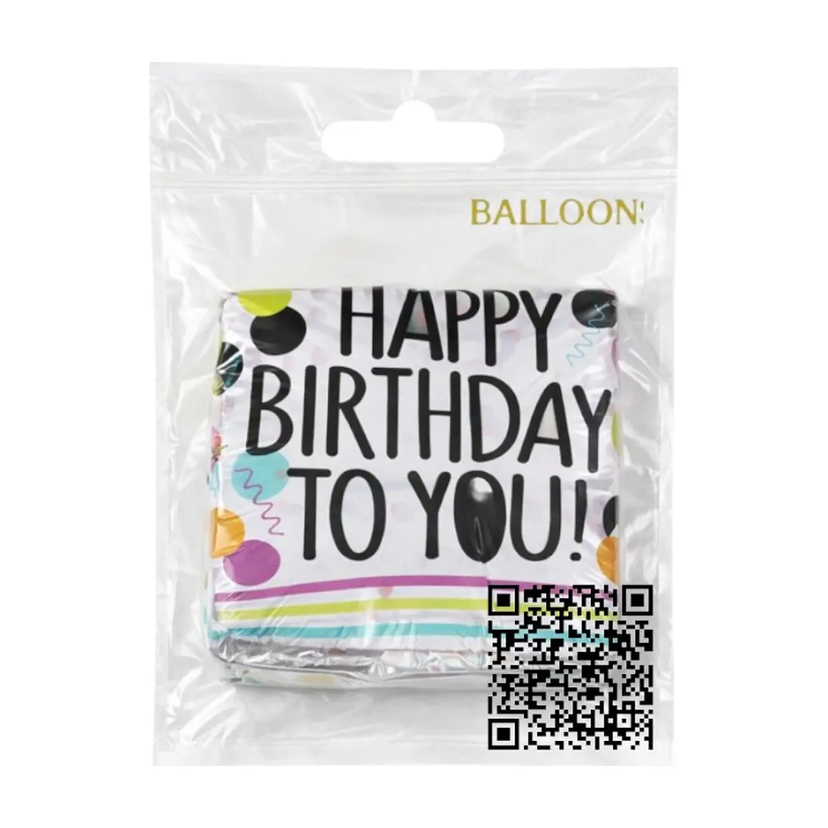 Globo con cartel de Happy Birthday y diseño de puntos de colores 18 pulgadas Balloon - Thumbnail 2