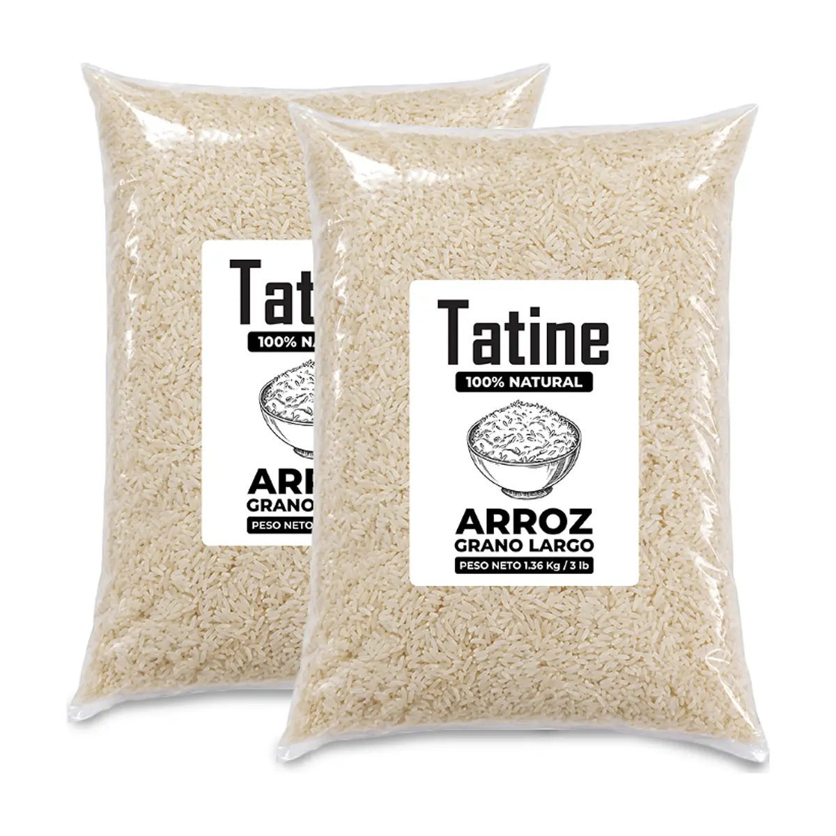 Arroz de grano largo Tatine (2 x 1.36 kg / 3 lb)