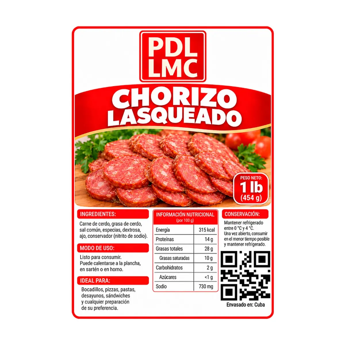 Chorizo lasqueado PDL LMC (454 g / 1lb) - Miniatura 3