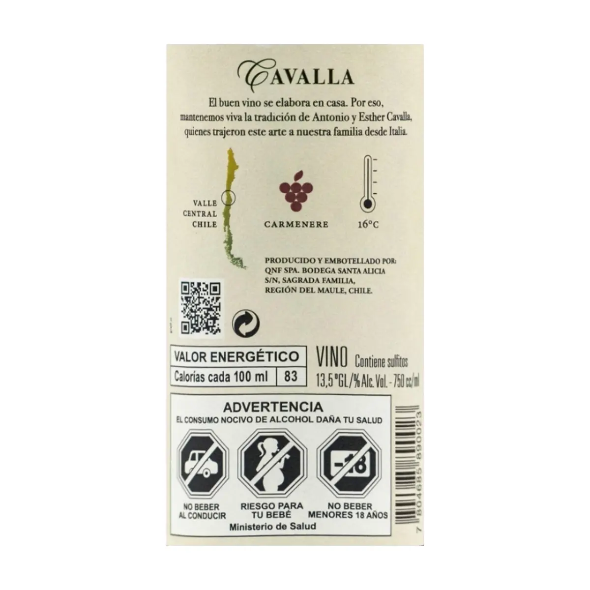 Vino tinto Carmenere Cavalla (750 ml) - Thumbnail 3