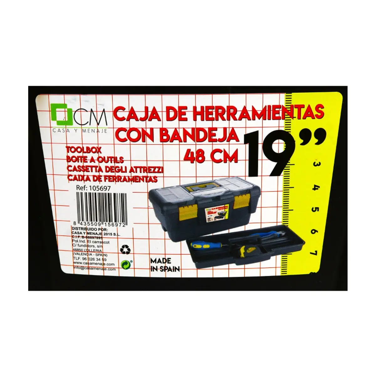Caja de herramientas de plástico con bandeja de 19" Casa y Menaje - Thumbnail 3