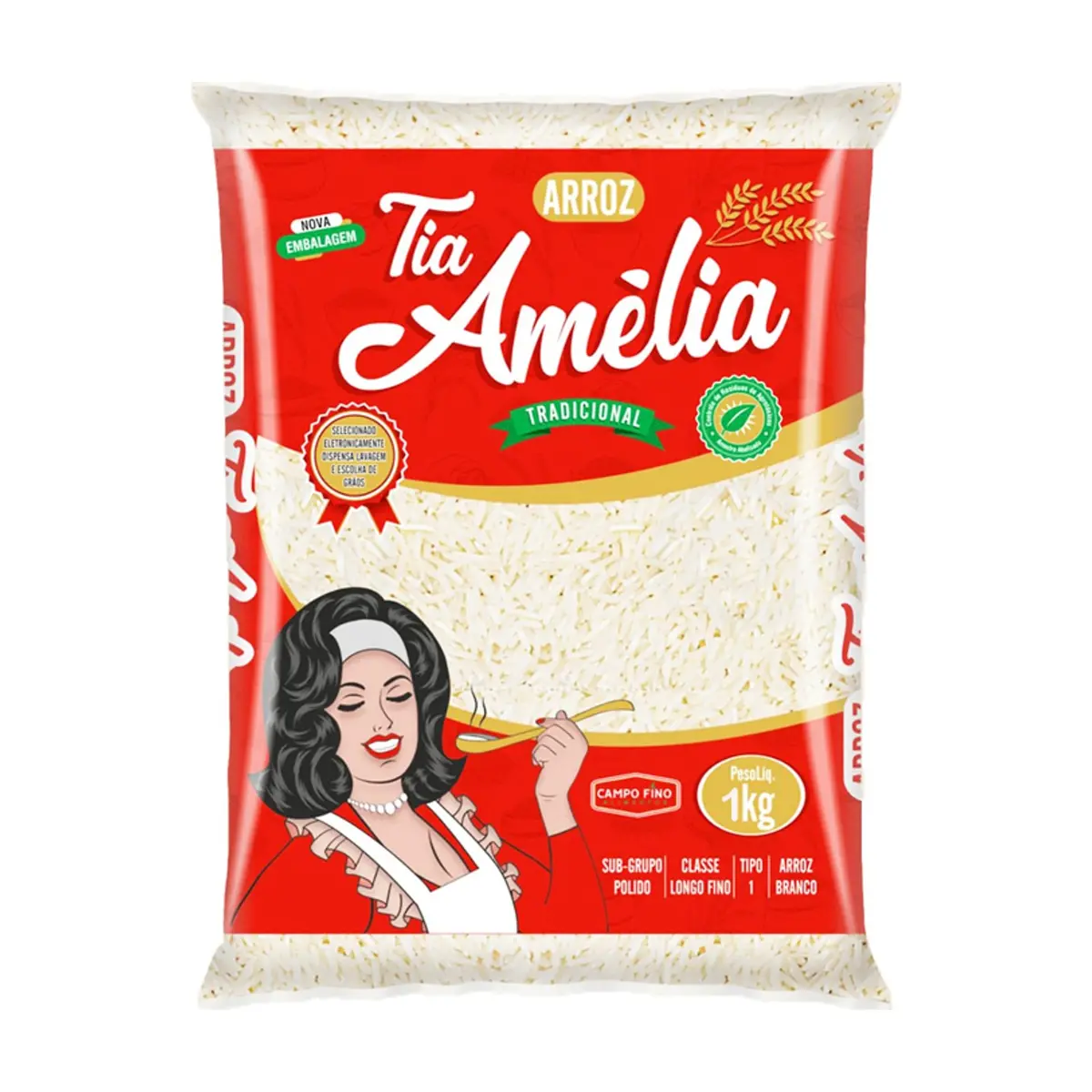 Arroz blanco de grano largo fino Tia Amélia (1 kg / 2.2 lb)