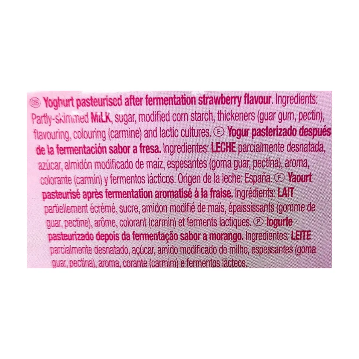 Yogur pasteurizado sabor a fresa Yogu+ Feiraco (4 x 125 g / 4.40 oz) - Miniatura 3