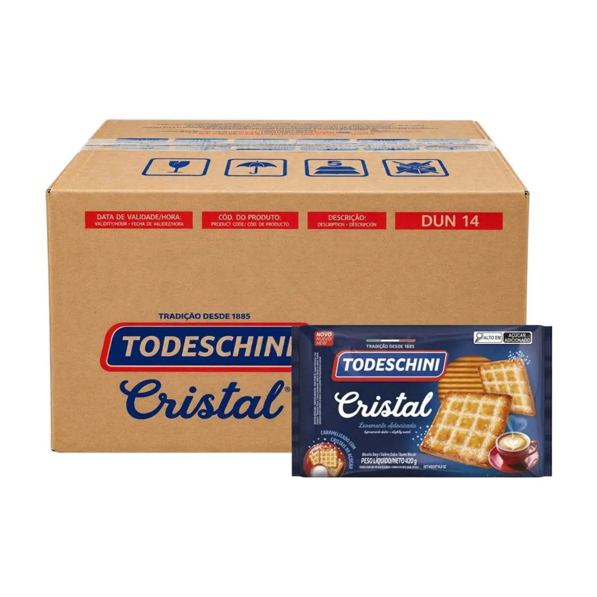 Galletas dulces caramelizadas con cristales de azúcar Todeschini Cristal (20 x 420 g / 14,8 oz)