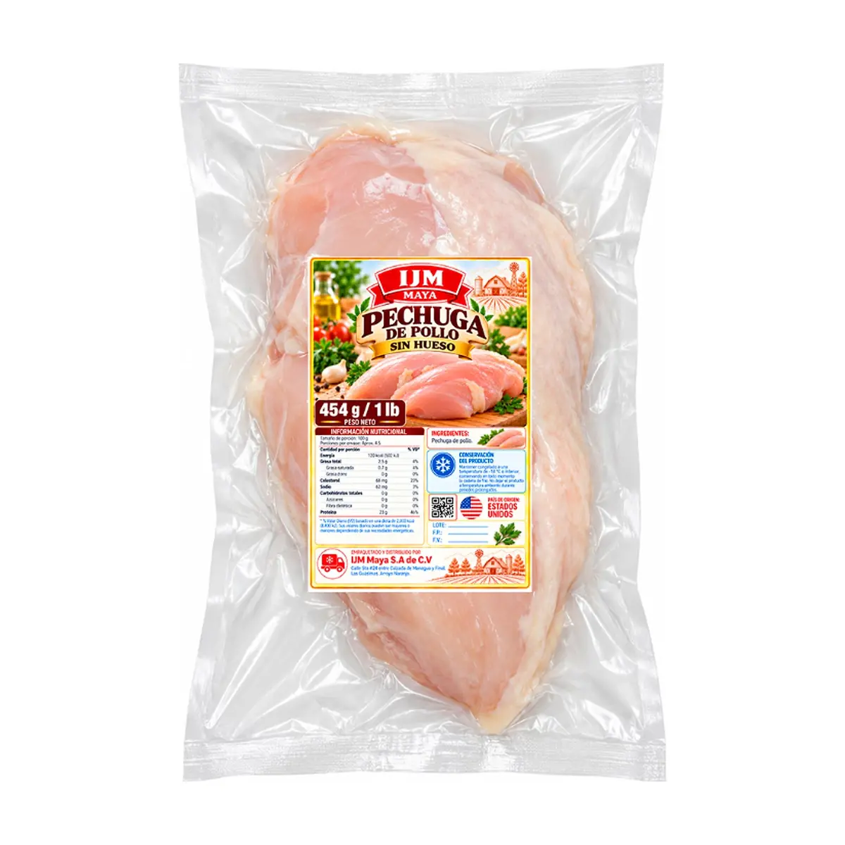 Pechuga de pollo sin hueso IJM Maya (454 g / 1 lb)