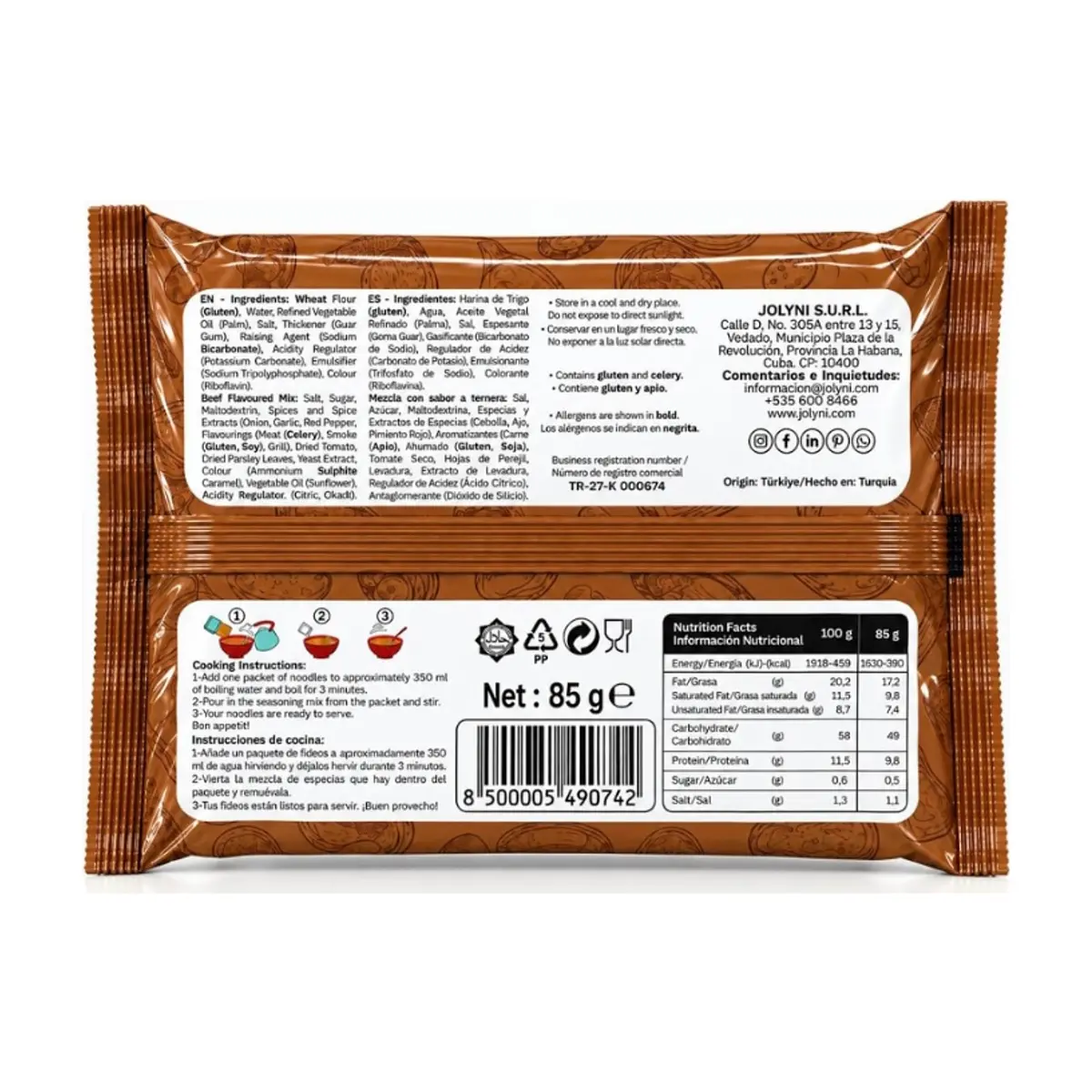Sopa de fideos instantáneos sabor ternera Jolyni (2 x 85 g / 3 oz) - Thumbnail 2