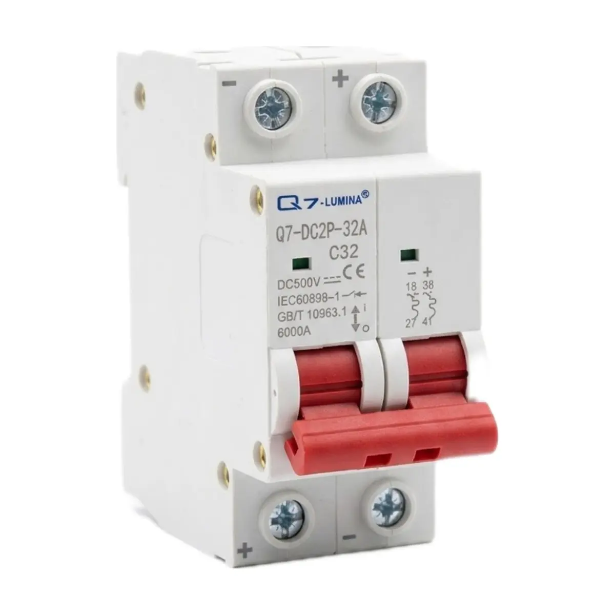 Interruptor automático termomagnético 2 Polos, 500V DC Q7-LUMINA 32A - Imagen 1