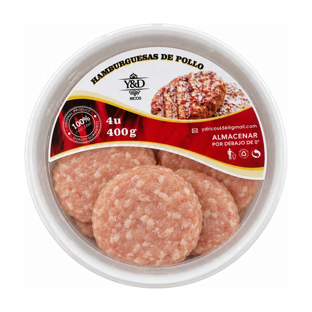 Hamburguesas de pollo Y&D Ricos (400 g / 14.11 oz)