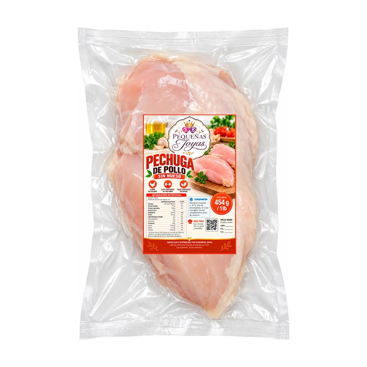 Pechuga de pollo sin hueso Pequeñas Joyas (454 g / 1 lb)