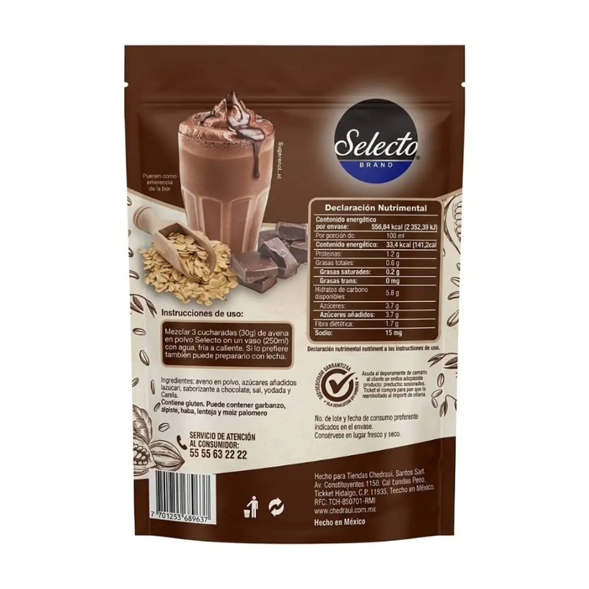 Avena en polvo sabor a chocolate Selecto Brand (200 g / 7.05 oz) - Miniatura 2