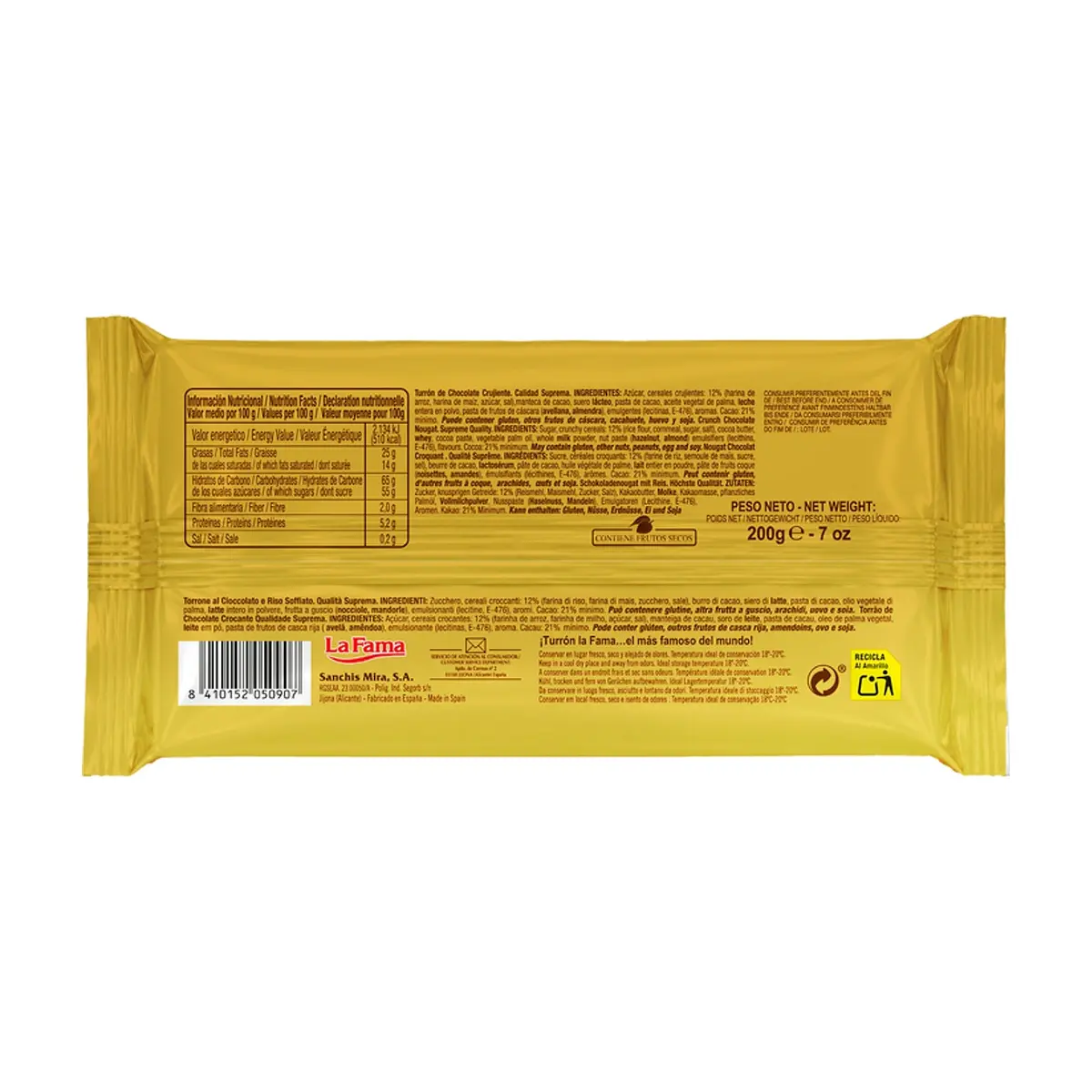 Turrón de chocolate La Fama (200 g / 7 oz) - Miniatura 2