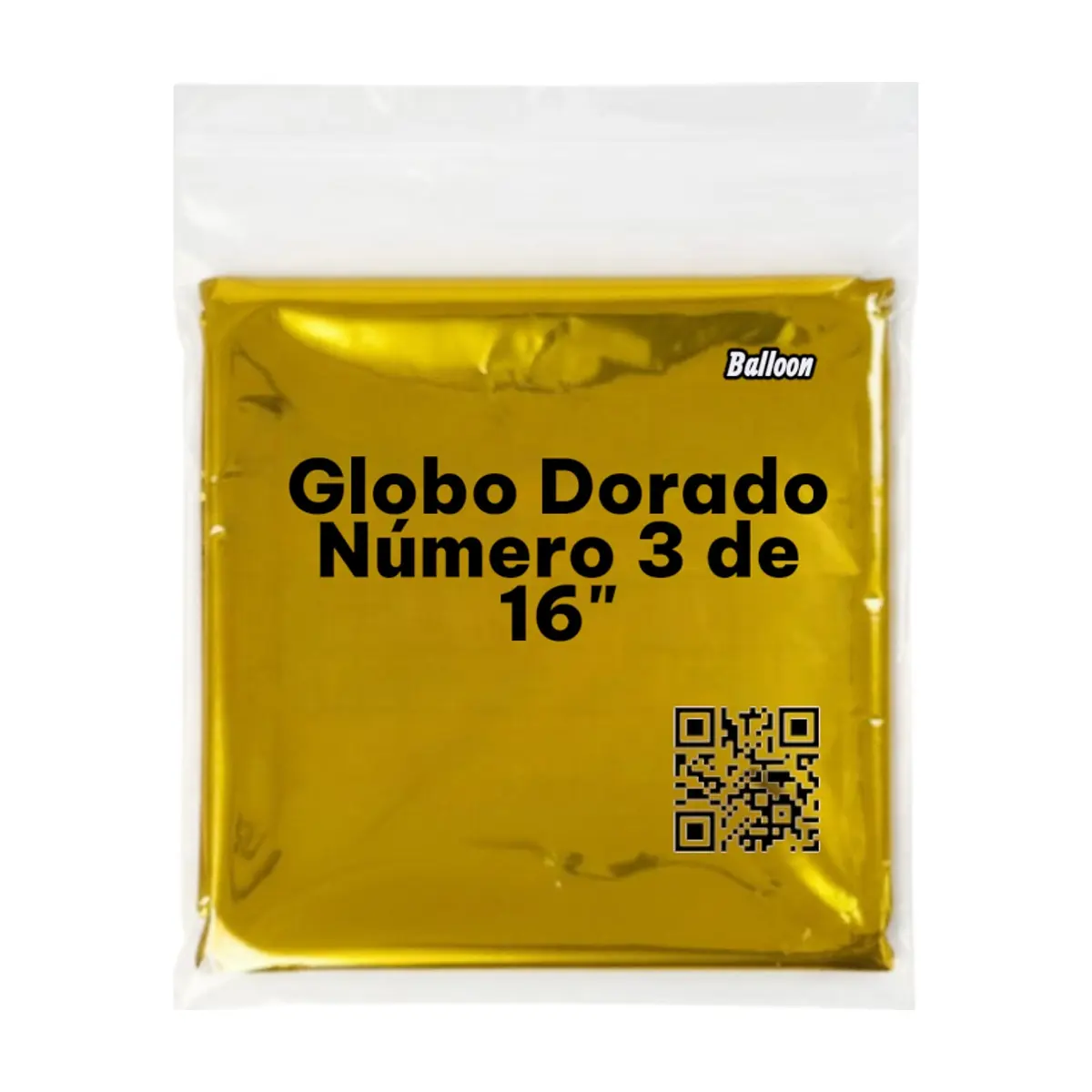 Globo dorado número 3 Balloon (16 pulgadas) - Thumbnail 3