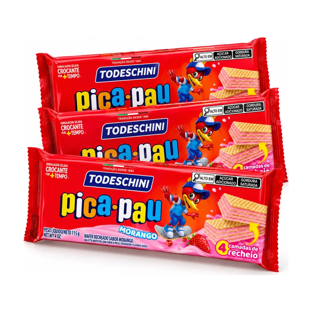 Sorbeto de fresa pica-pau Todeschini (3 x 115 g / 4.06 oz)