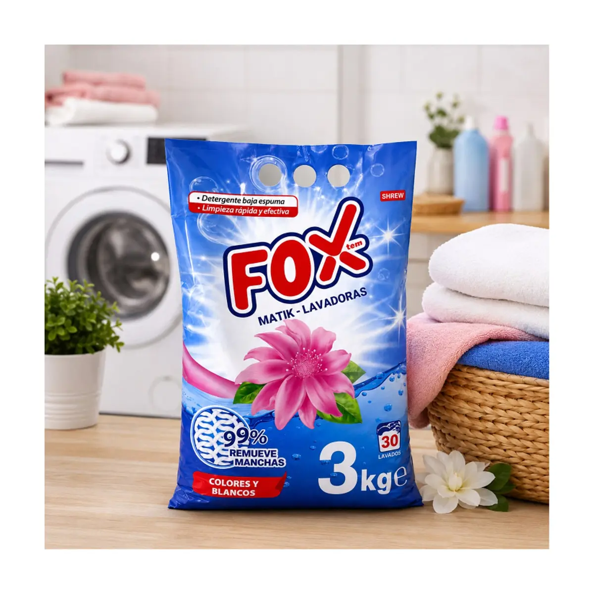 Detergente en polvo removedor de manchas Fox (3 kg / 6.61 lb) - Thumbnail 3
