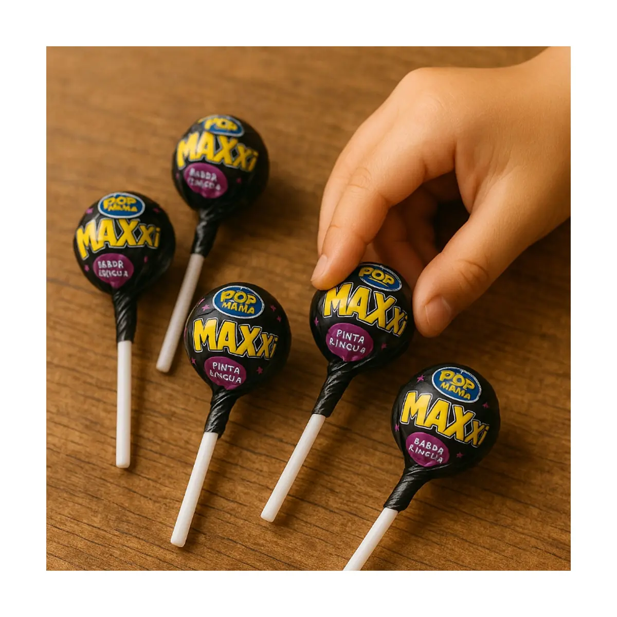 Chupa chupa pinta lengua sabor cereza con relleno de chicle Pop Mania Maxxi (672 g / 1.48 lb) - Thumbnail 5