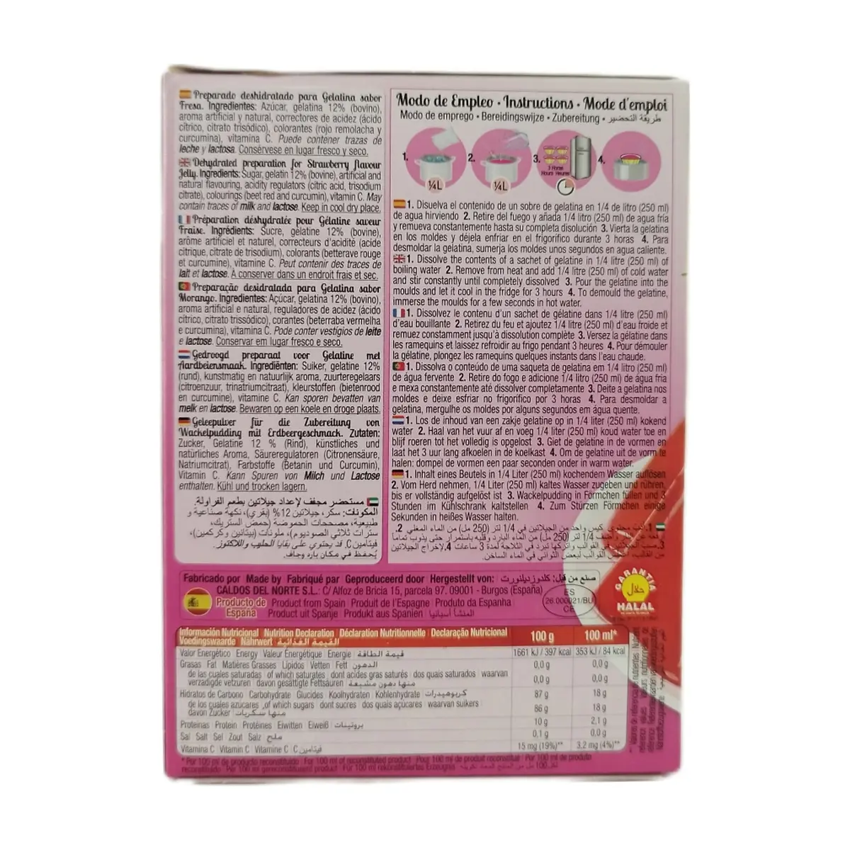 Gelatina sabor fresa Calnort (170 g / 6 oz) - Miniatura 2