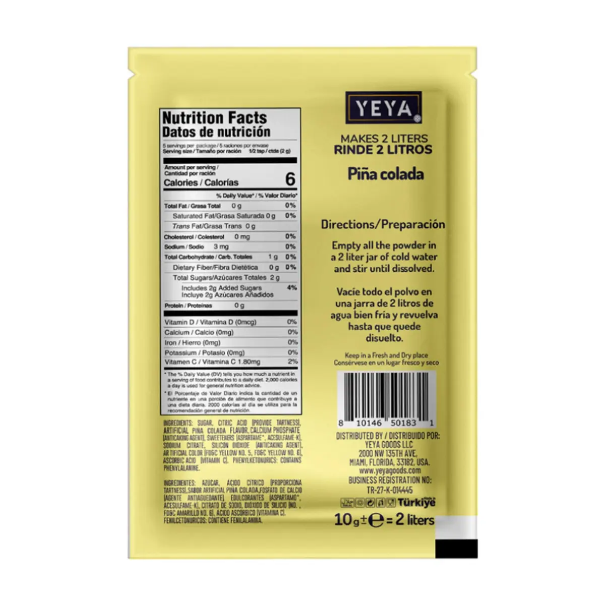 Refresco instantáneo sabor piña colada YEYA (10 x 10 g / 0.35 oz) - Thumbnail 2