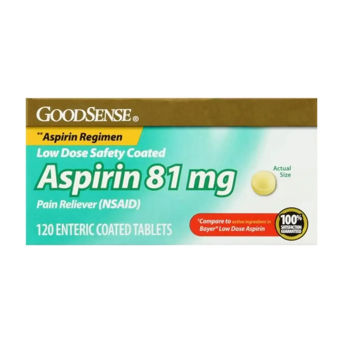 Aspirina. Ácido acetilsalicílico 81 mg GoodSense (120 tabletas) - Thumbnail 6