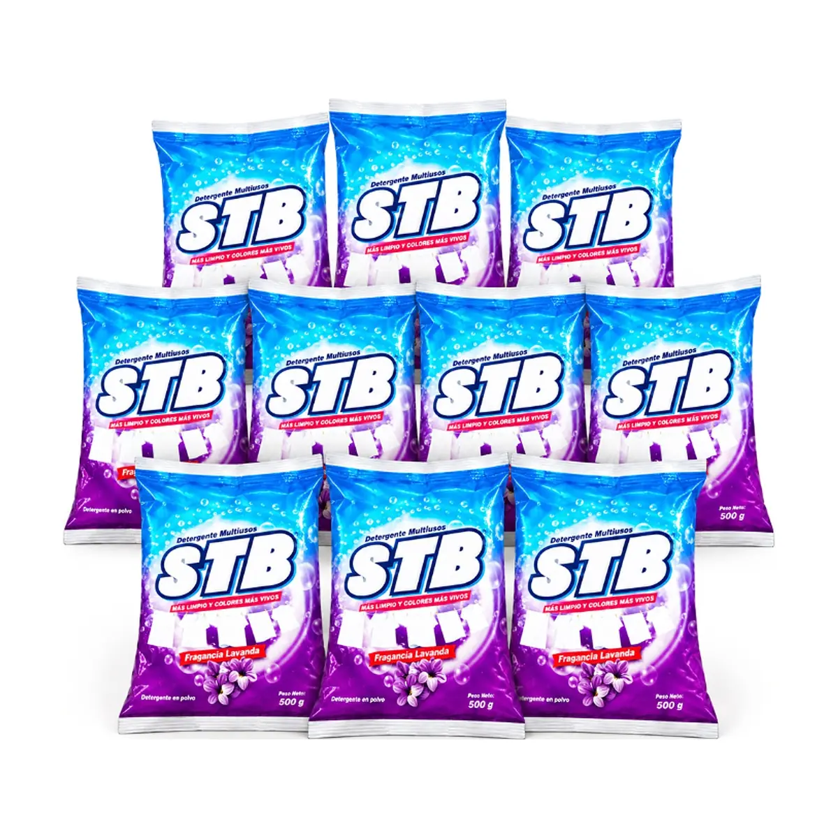 Detergente en polvo multiusos con fragancia a lavanda STB (10 x 500 g / 1.1 lb)