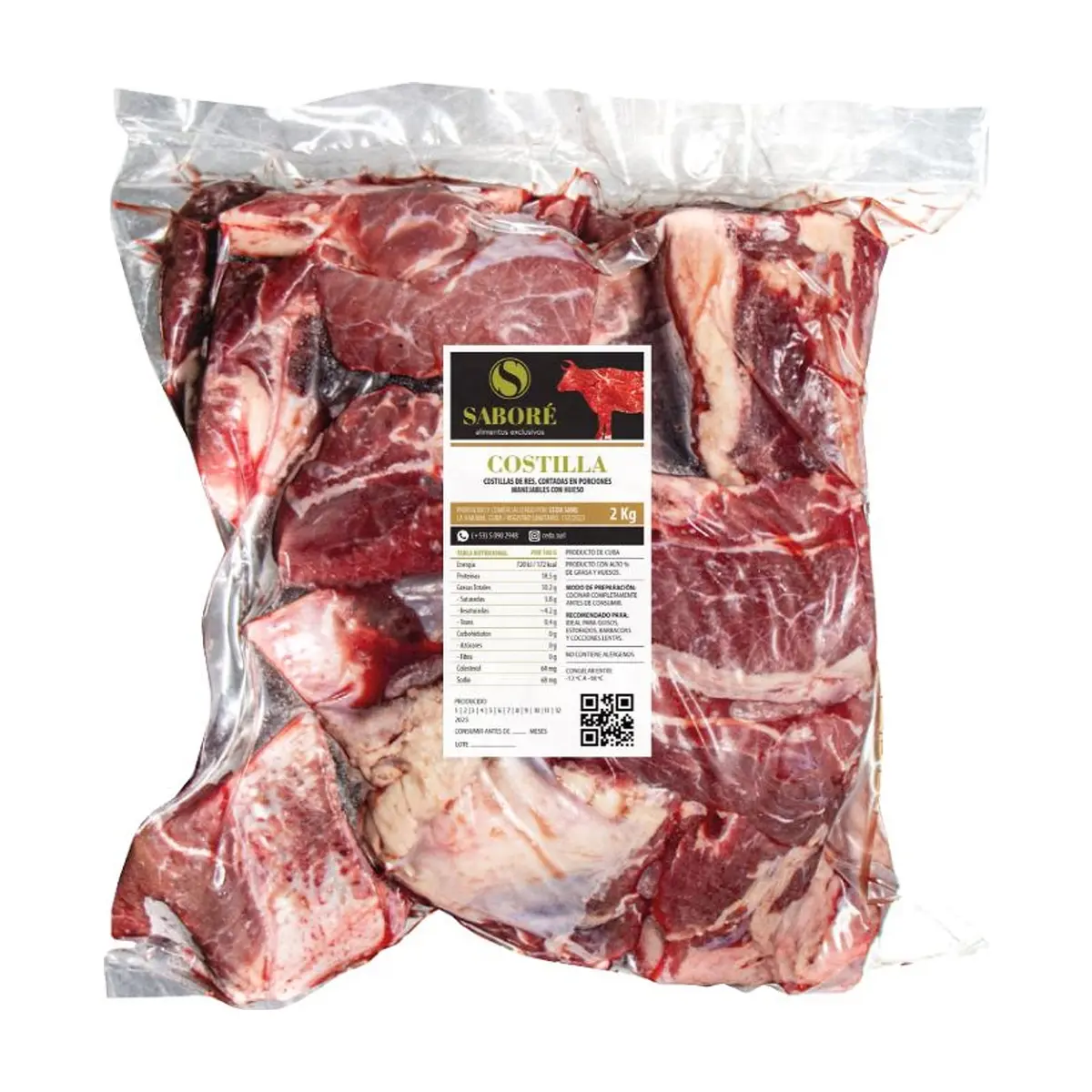 Costillas troceada de res Saboré (2 kg / 4.4 lb)