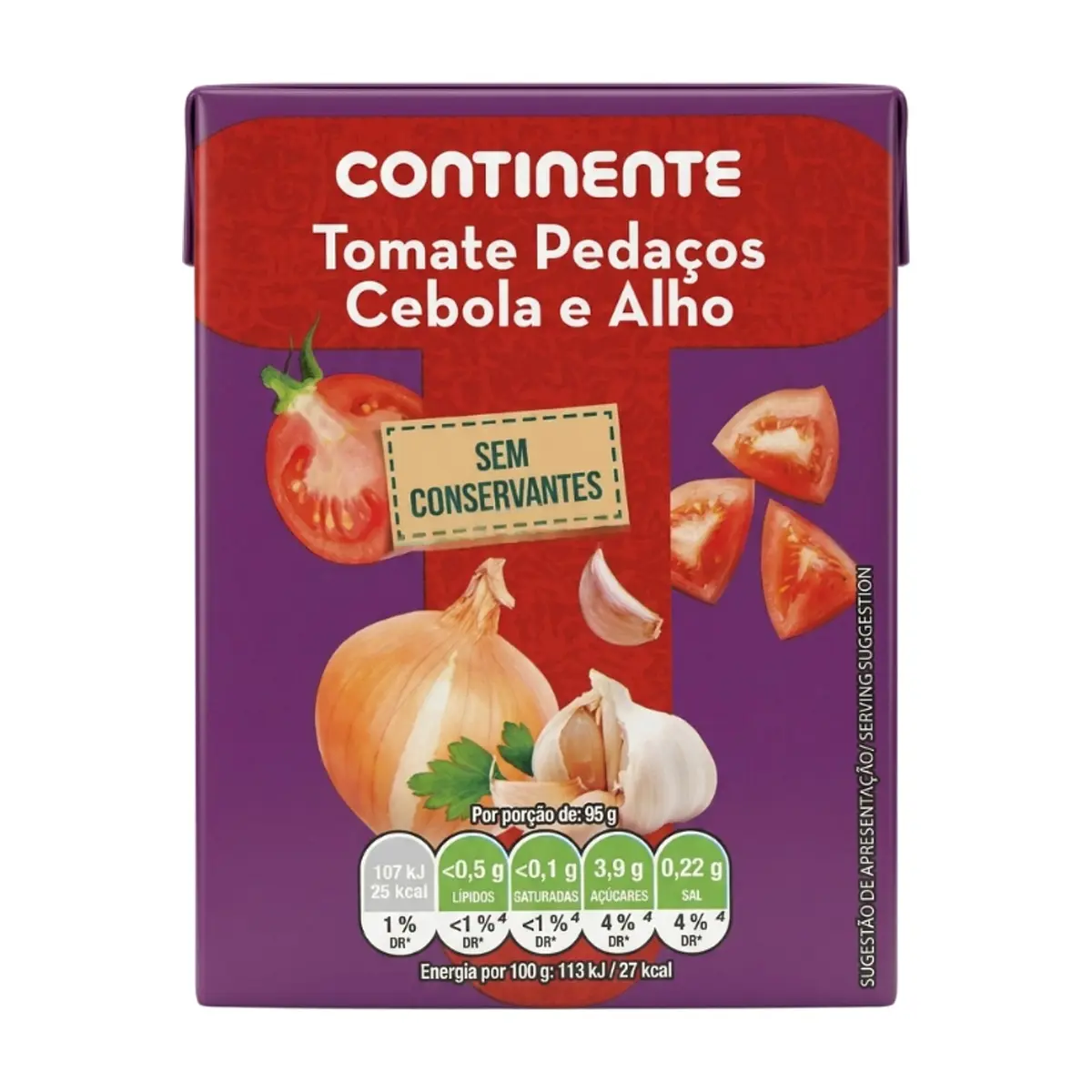 Tomates troceados con cebolla y ajo Continente (380 g / 13.40 oz)