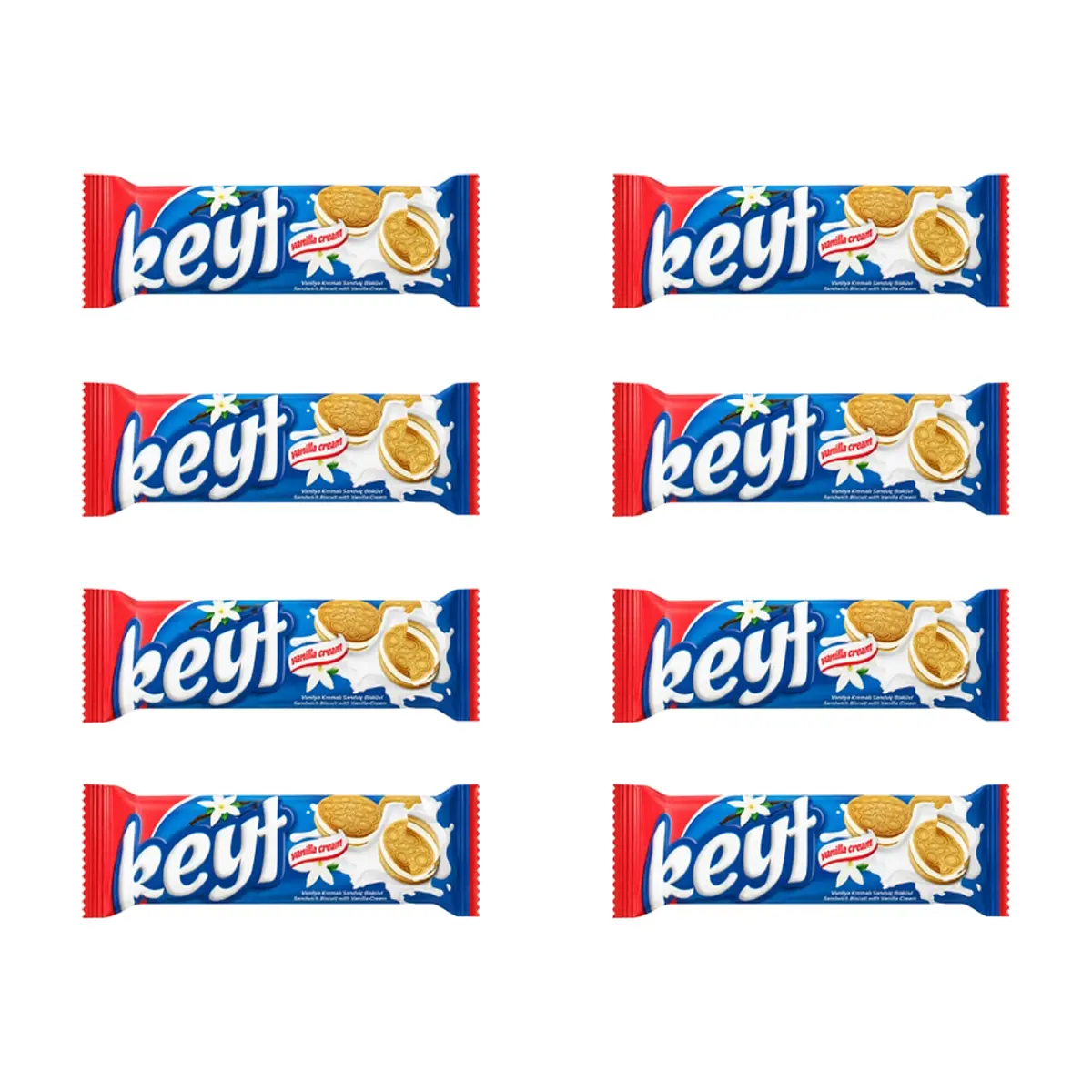 Galleta sándwich con crema de vainilla Keyf Golda (8 X 50 g / 1.76 oz)
