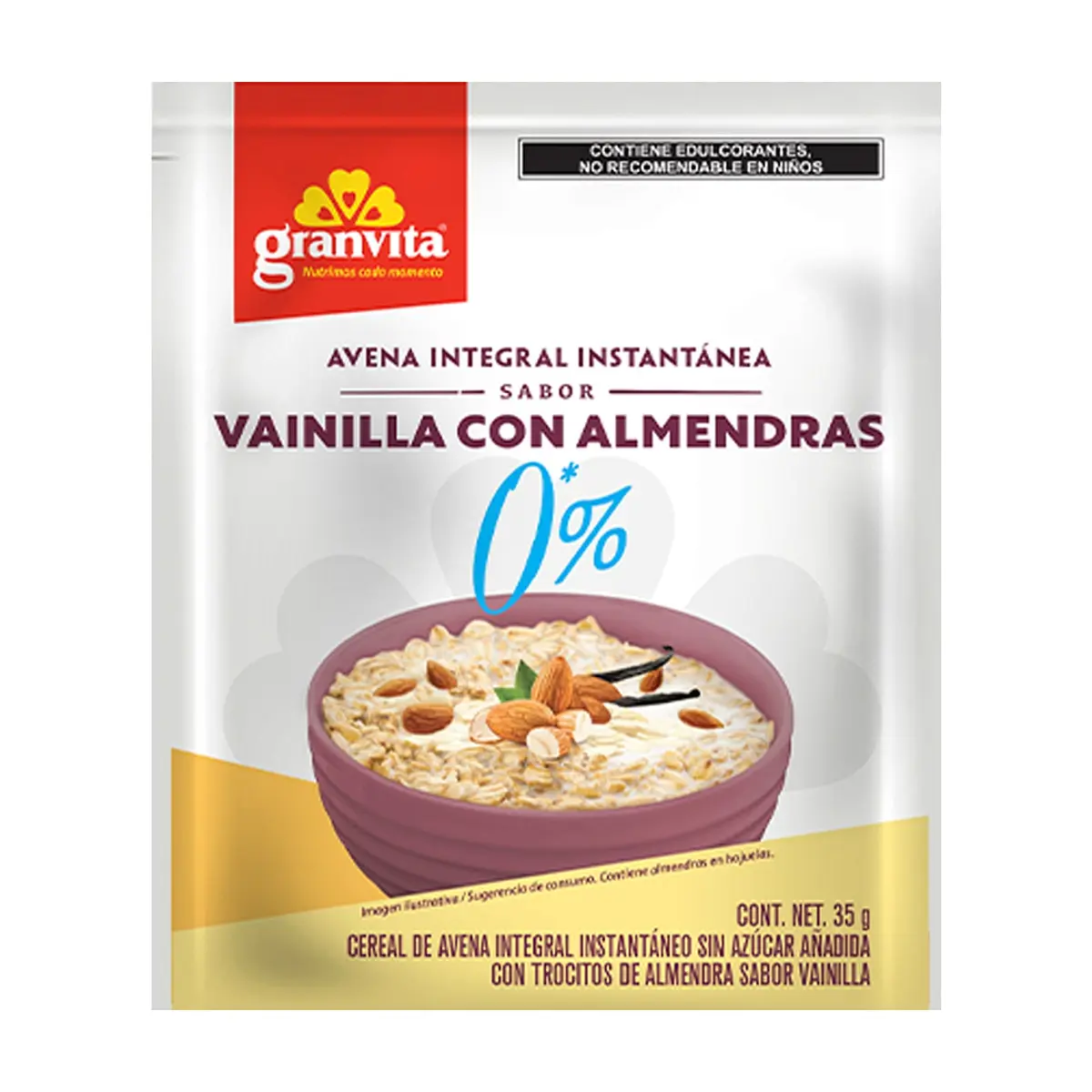 Avena integral instantánea sabor vainilla con almendras Granvita (35 g / 1.23 oz) - Thumbnail 2