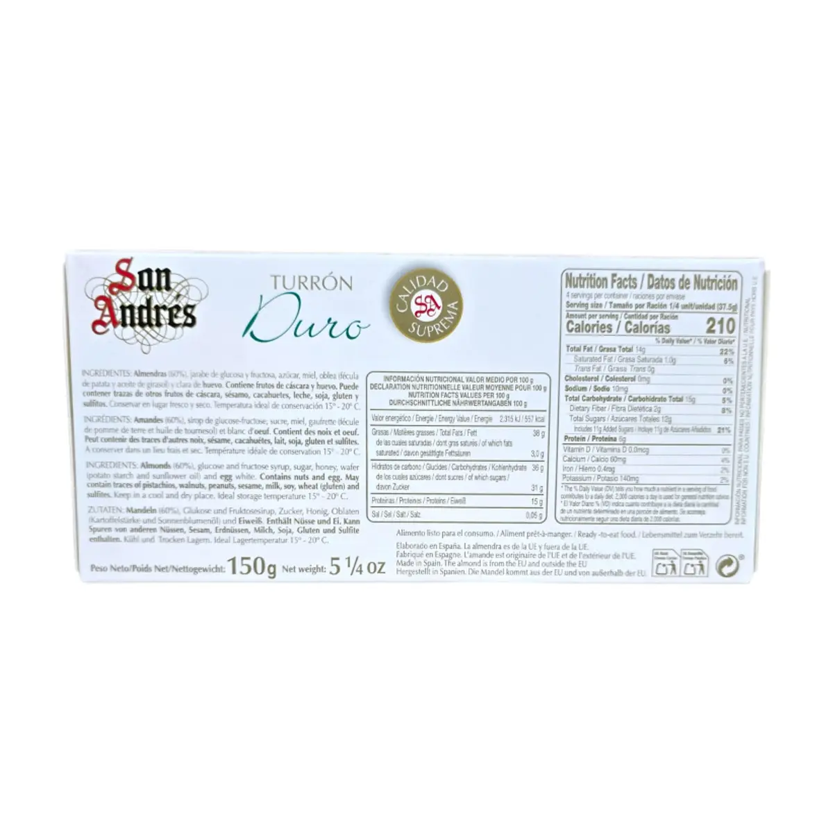 Turrón duro de almendras San Andrés (150 g / 5.29 oz) - Thumbnail 2