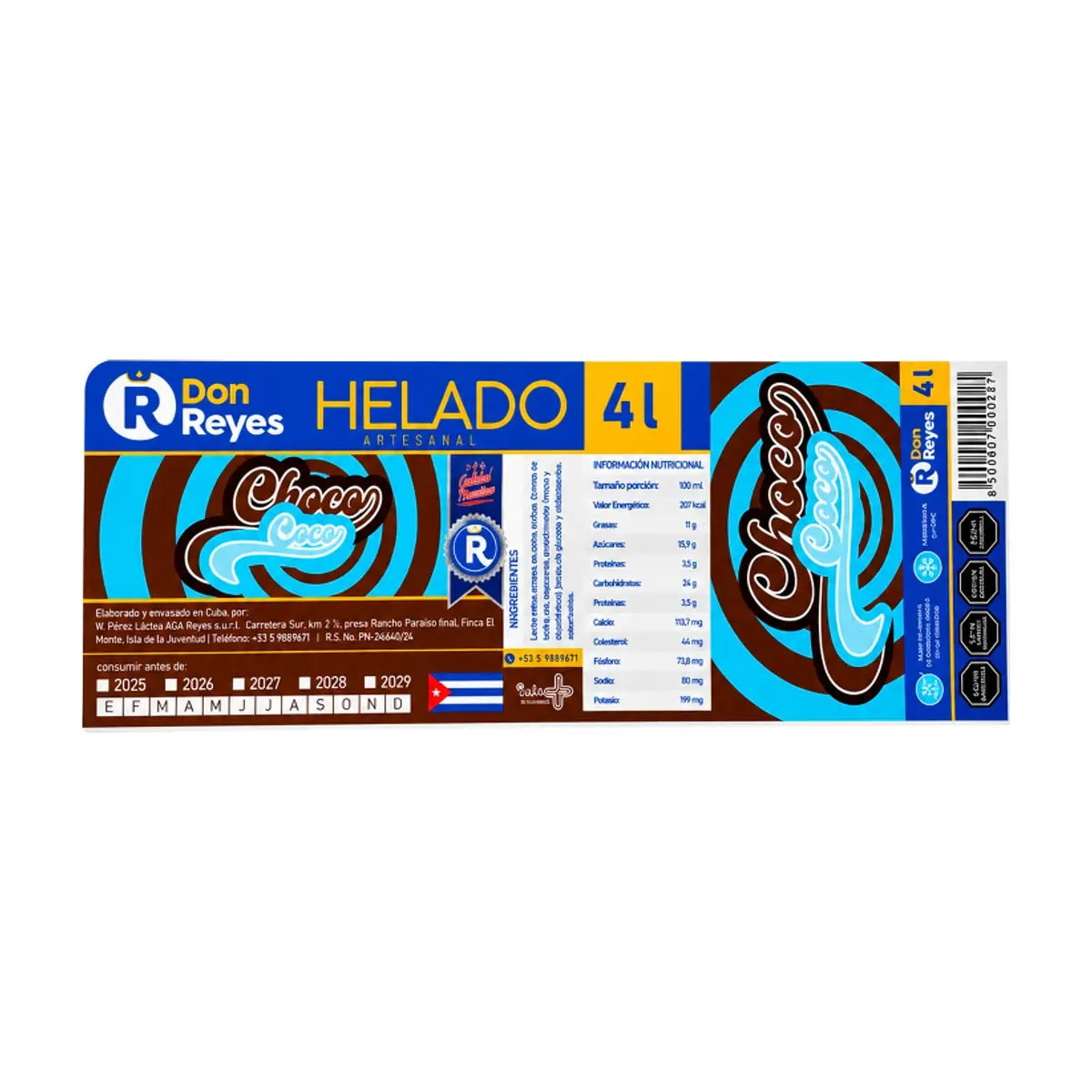 Helado artesanal sabor choco - coco Don Reyes (4 L) - Thumbnail 3