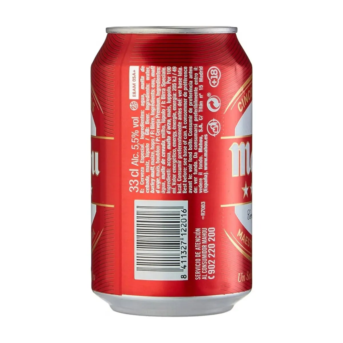 Cerveza Cinco Estrellas Mahou (24 x 330 ml) - Miniatura 3