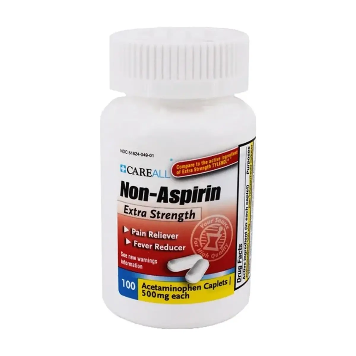 Acetaminofén Paracetamol 500 mg CareAll (100 tabletas)