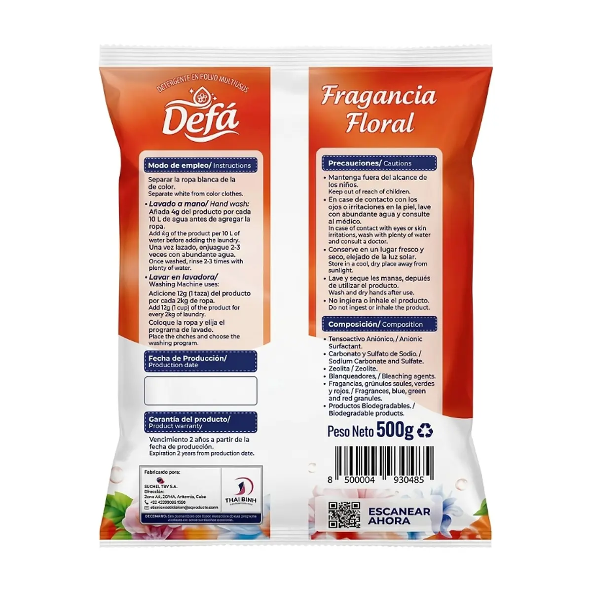 Detergente en polvo multiusos fragancia floral Defá (500 g / 1.1 lb) - Thumbnail 2