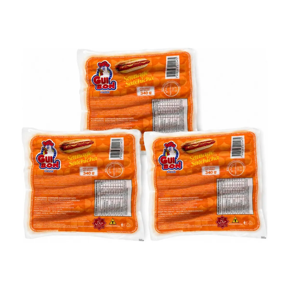 Salchichas de pollo Gui Bon Foods ( 3 x 340  g / 12 oz)