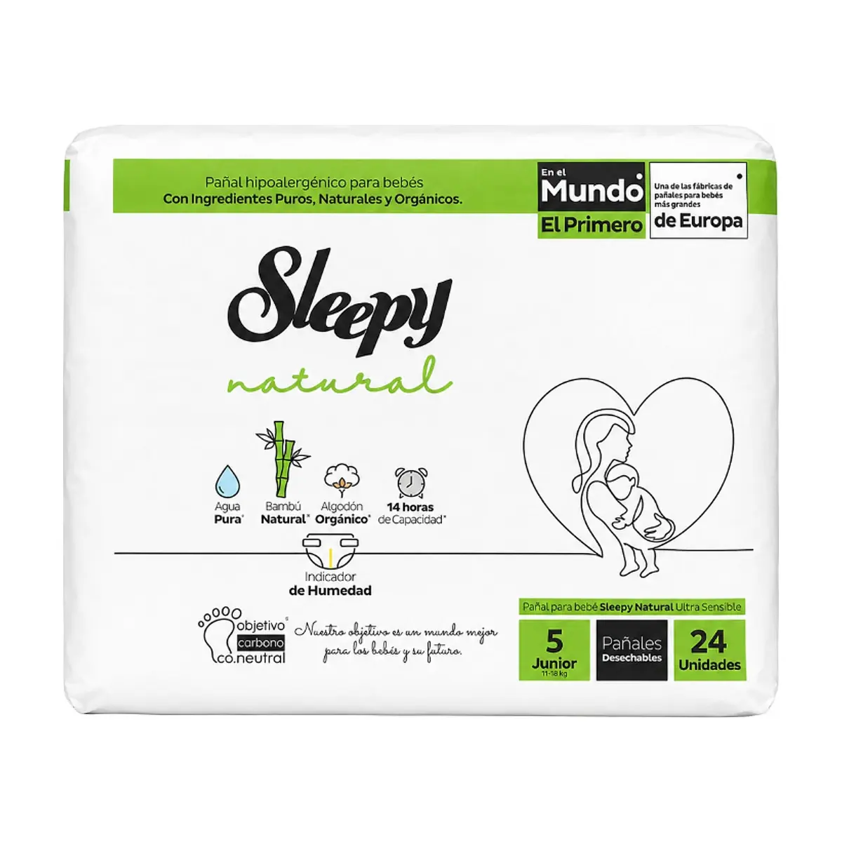 Pañales desechables para bebé etapa 5 Sleepy Natural (24 U)