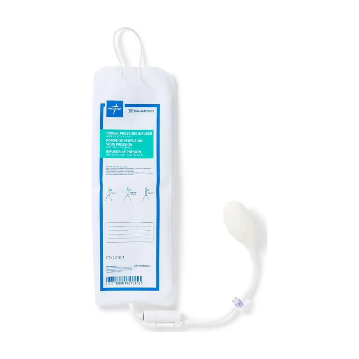 Infusor de presión con válvula de llave de paso Medline (1000 ml)